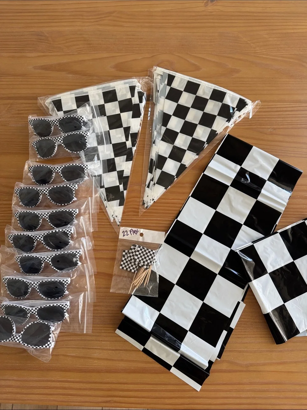 Black & White Checkered Party Supplies Kit - Classic Racing Theme